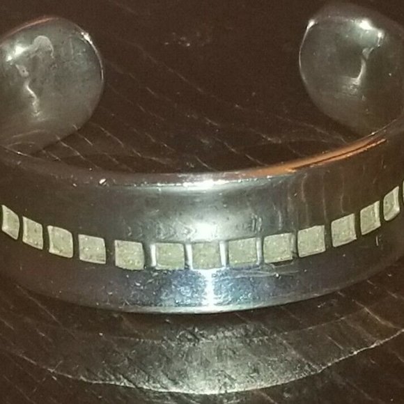 RARE VINTAGE 2004 BIRKS MAYORS 925 SILVER LINKS IMPRESSIONS CUFF BANGLE BRACELET